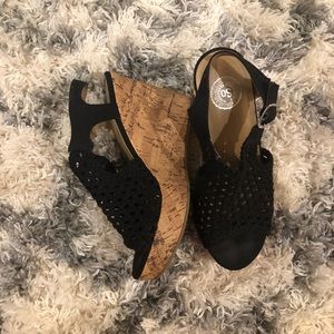 SO Black Wedge Sandals Size 7M